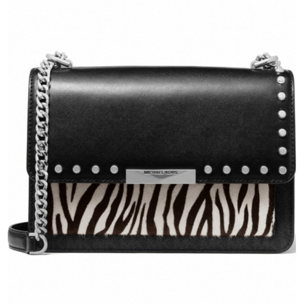 Michael Kors Black/Multi Convertible Leather Shoulder Bag